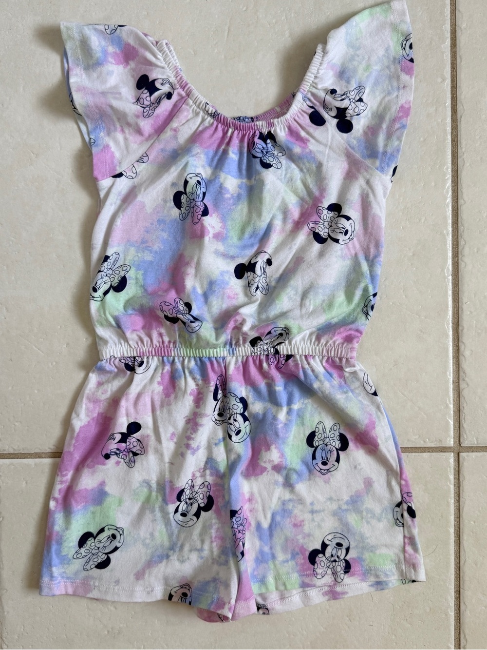 Disney Minnie Mouse Tie-Dye Romper Girls size 5 Purple Blue Green